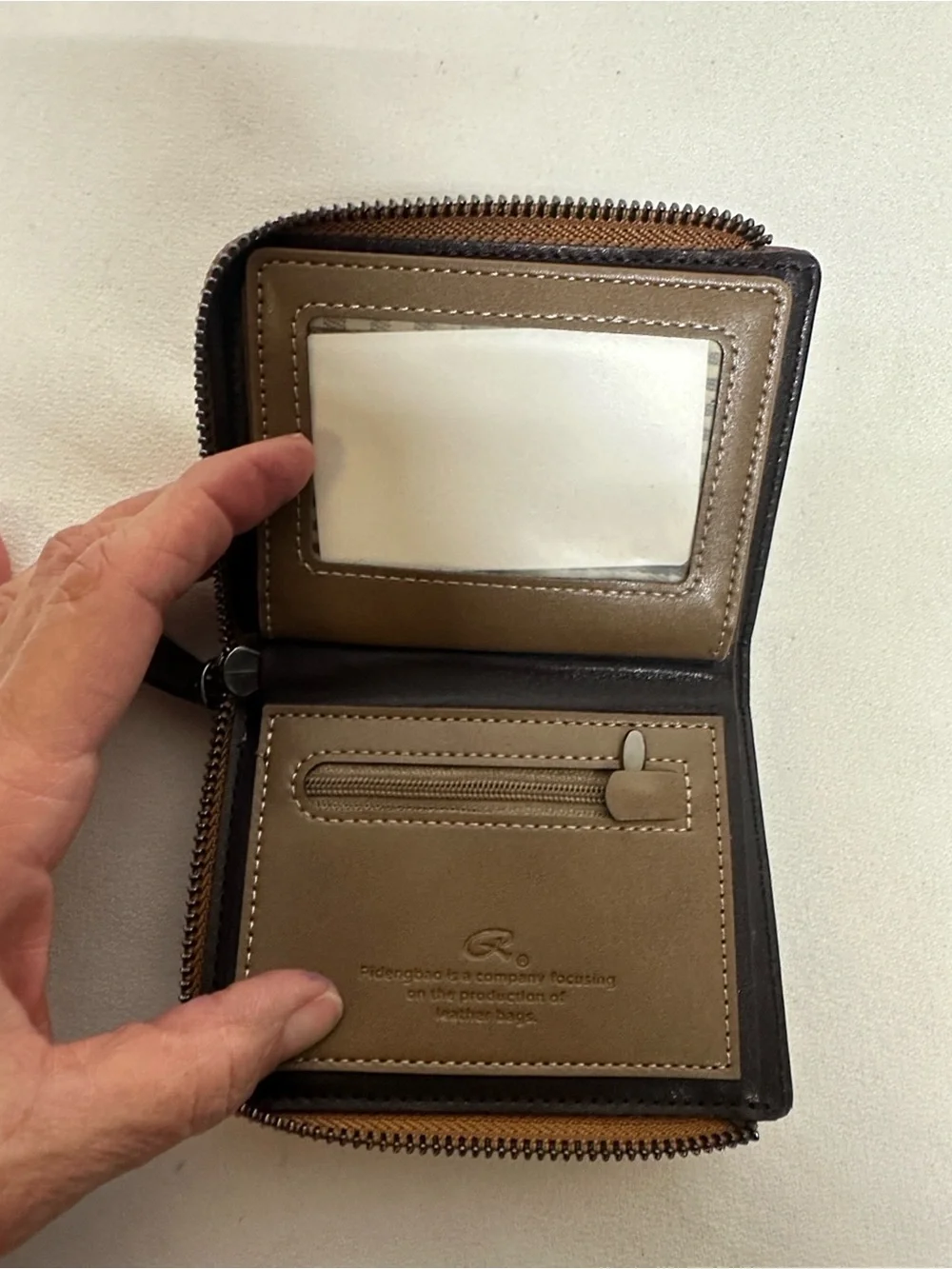 Mens Brown Bifold Zip Wallet - Unbranded